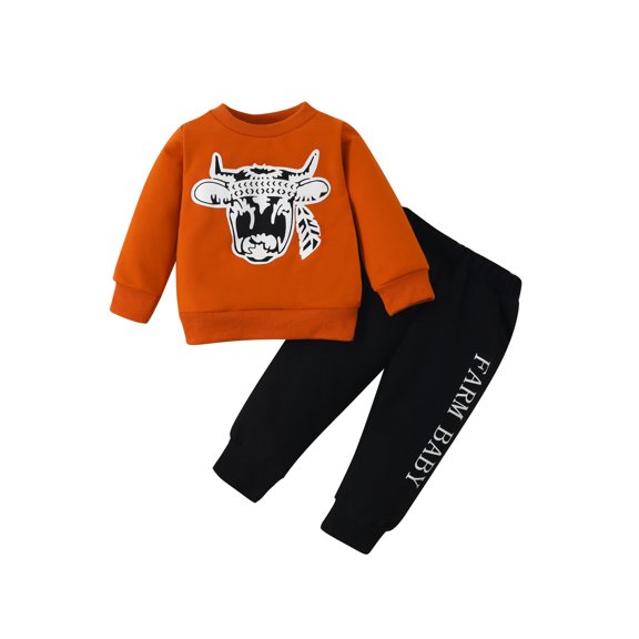 Bagilaanoe Newborn Baby Boy Long Pants Set Letter Print Long Sleeve Sweatshirt Pullover Tops Sweatpants 6M 12M 18M 24M Infant Casual Sweatsuits