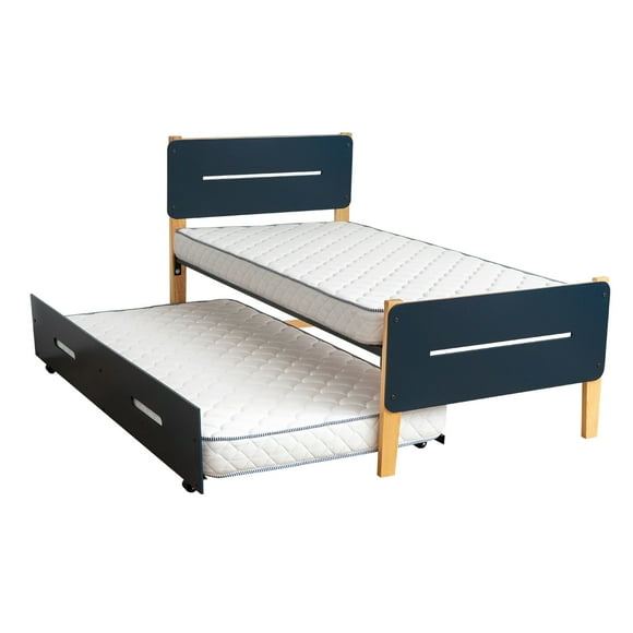 CAMA JUNO INDI AZUL + TWO PACK COLCHONES EN CAJA INDI