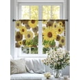 thumbnail image 3 of Spring Flowers Sheer Curtains 45 Inch Length 2 Panels Set, Farmhouse Botanical Brown Yellow Daisy Voile Window Treatment Rod Pocket Small Kitchen Curtains Drapes for Bedroom 52"x45"x2, 3 of 7