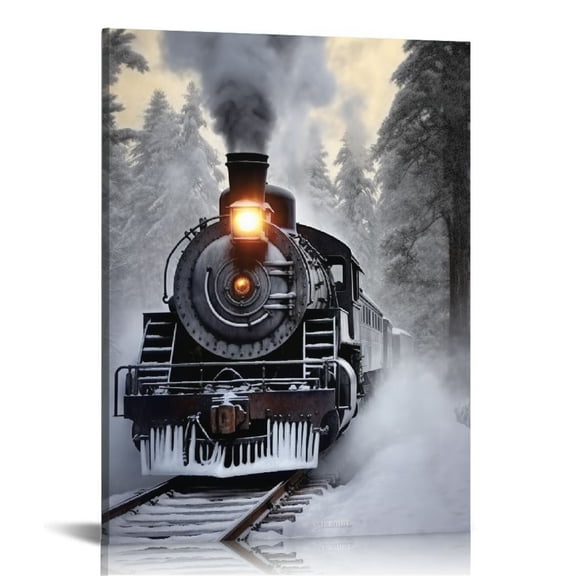 JRXY Smoky Train Vintage Steam Locomotive Railroad Train Posters Room Aesthetics Canvas Prints Wall Art Eclectic Home Modern Artwork Living Room Bedroom Decor Gift 12x16 in