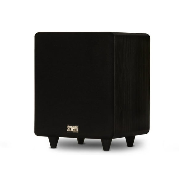 Acoustic Audio PSW300-8 Cinéma Maison Alimenté Subwoofer 8 Pouces LFE Feu avant Noir Sub, 300 Watts