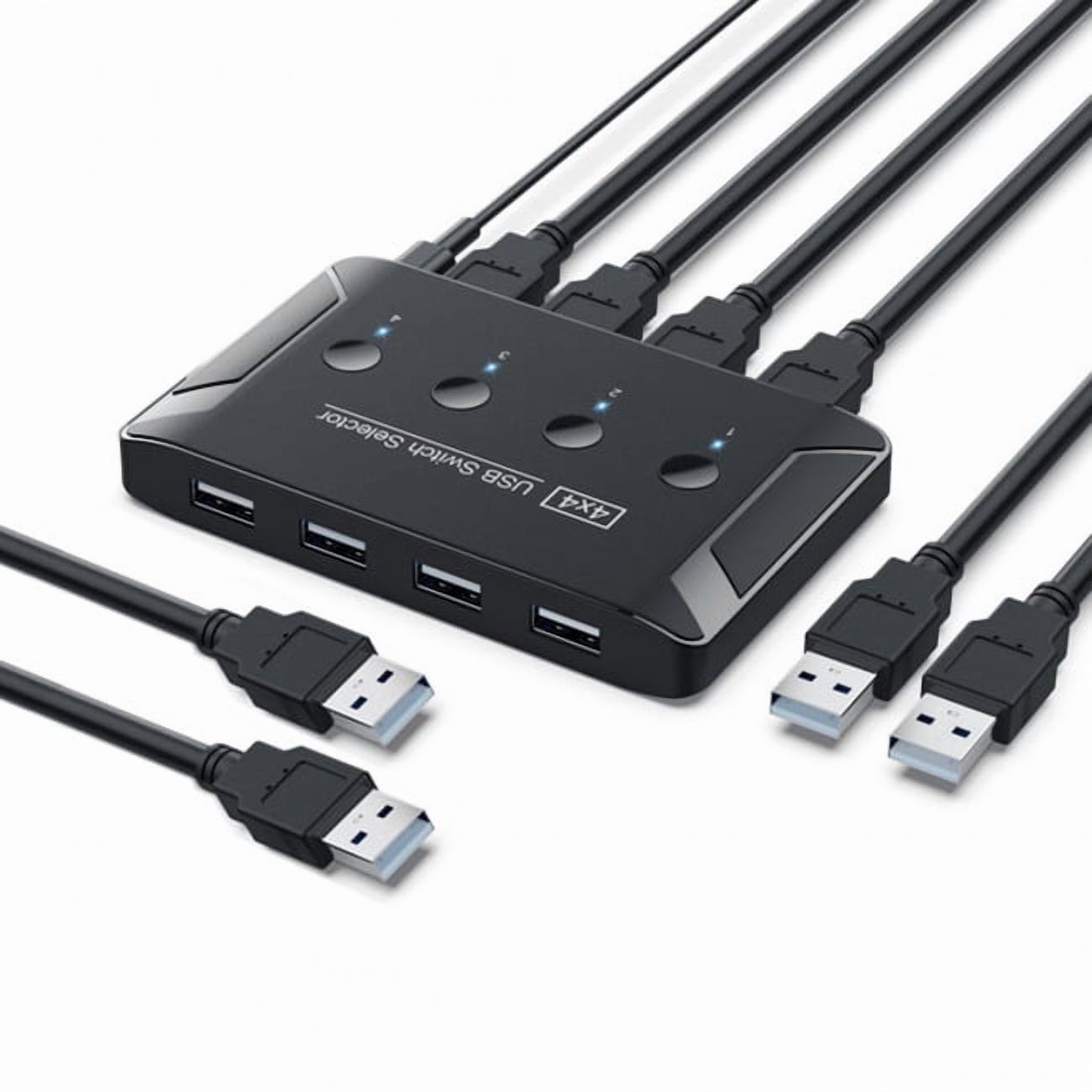 FVH KVM USB 2.0 Switch Selector 4 Port PCs Sharing 4 Devices for Keyboard Mouse Scanner Printer