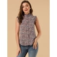 thumbnail image 3 of INSPIRE CHIC Top floral con botones y escote con volantes sin mangas para mujer Floral Azul Oscuro Rojo XS, 3 of 6