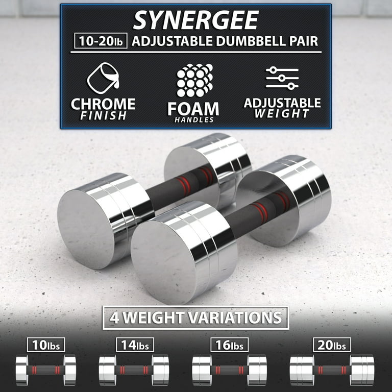 Synergee Ultra Compact Adjustable Dumbbell Set. Steel Weight Set