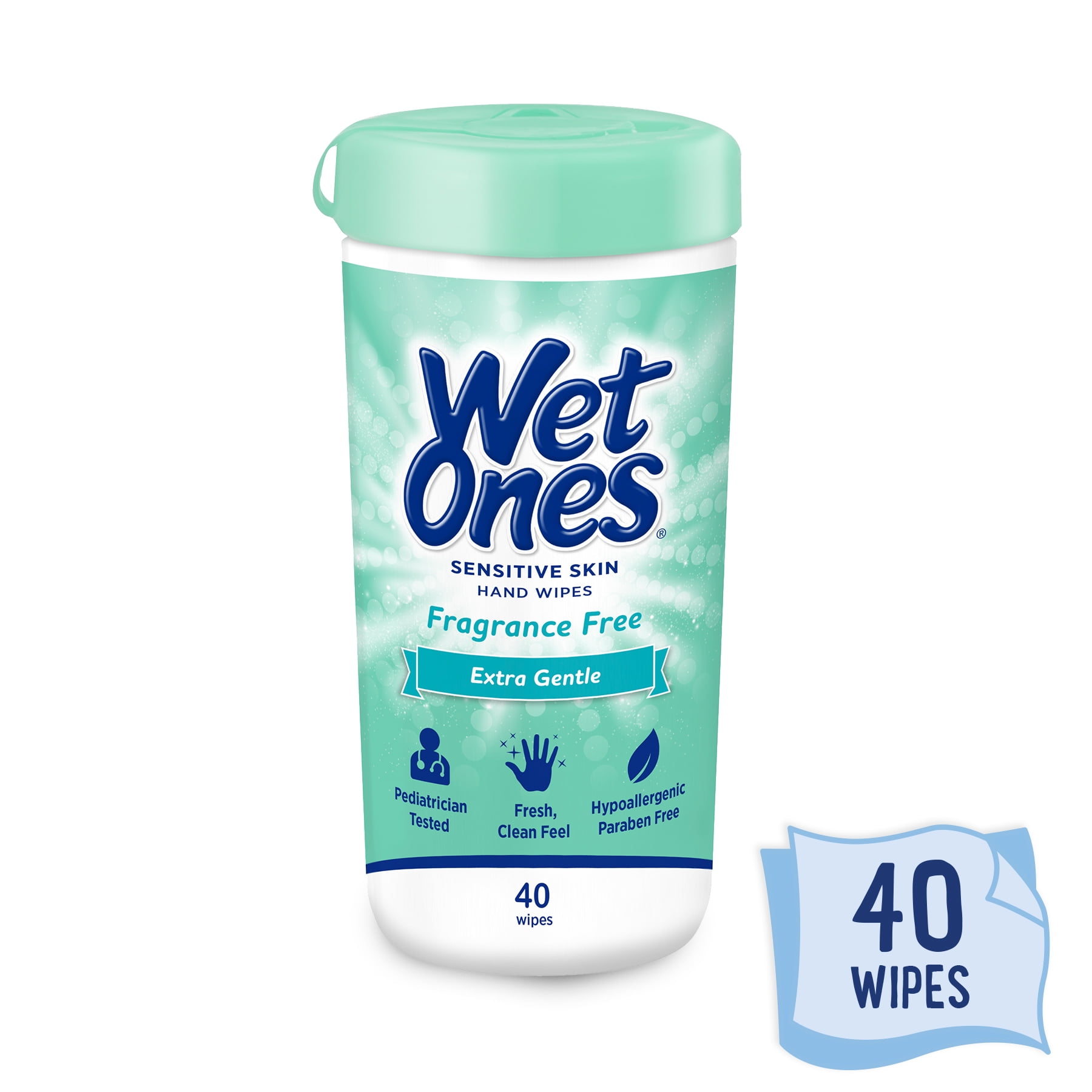Wet Ones Sensitive Skin Hand Wipes Canister, Fragrance Free, 40 Ct