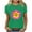 Green, variant on T-shirt for Women, Vintage Print Round Neck Short Sleeve with Polyester-Spandex Blend, Breathable Stretch Fabric, Spring Summer Wear, True Size Fit