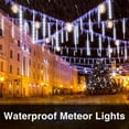 thumbnail image 4 of Christmas Lights Outdoor, Meteor Shower Falling Rain Lights 10cm 10 Tube 200 LED Icicle Cascading Lights for Xmas Tree Wedding Party Decoration, White, 4 of 8