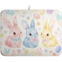 Spring Easter Dish Drying Mat Cute Bunny Kitchen Dish Drying Pad Absorbent Dish Dryer Mat for Kitchen Countertops Microfiber Dishes Drainer Pad Dish Drying Rack Mat (18x24 in)