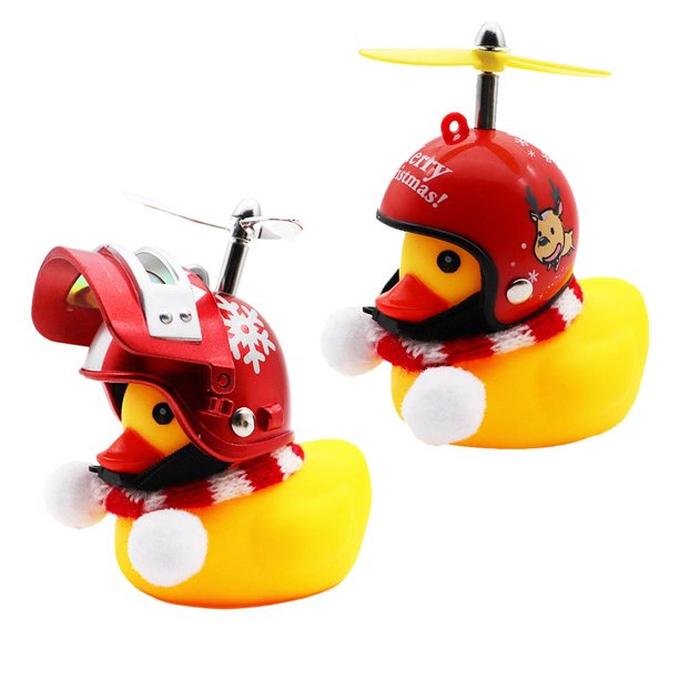 Juguete De Pato Amarillo Navideño Con Casco De Hélice, Bufanda, Adornos Para Bicicleta De Coche, Decoraciones Para Salpicadero De Coche Kearding OD014045-00