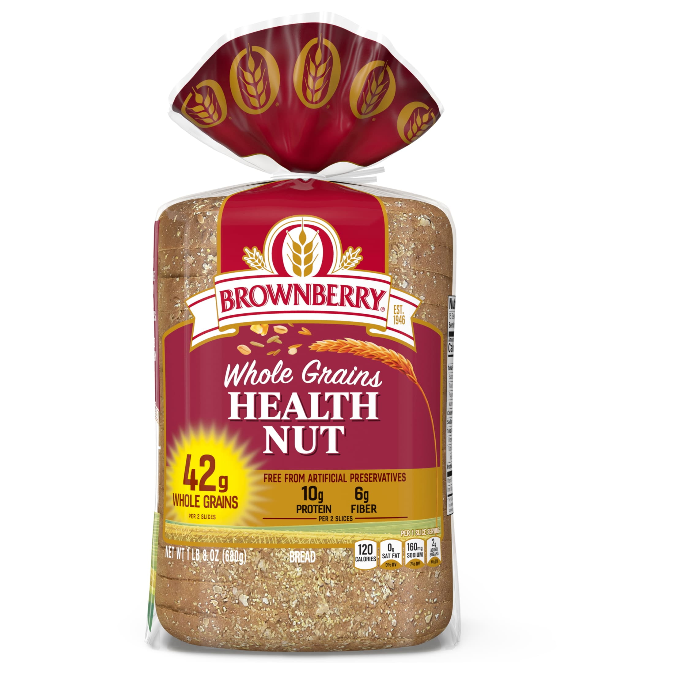 Brownberry Whole Grains Health Nut Bread, 24 oz, Multigrain Bread, Bag