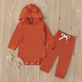 thumbnail image 2 of NAFUU Toddler Baby Girl Clothes Boys Girls Long Sleeve Hoodie Romper Bodysuit Tops+Pants Set Solid Color 2 Pieces Fall Outfits Soft Fall Clothes 3-6 Months, 2 of 7
