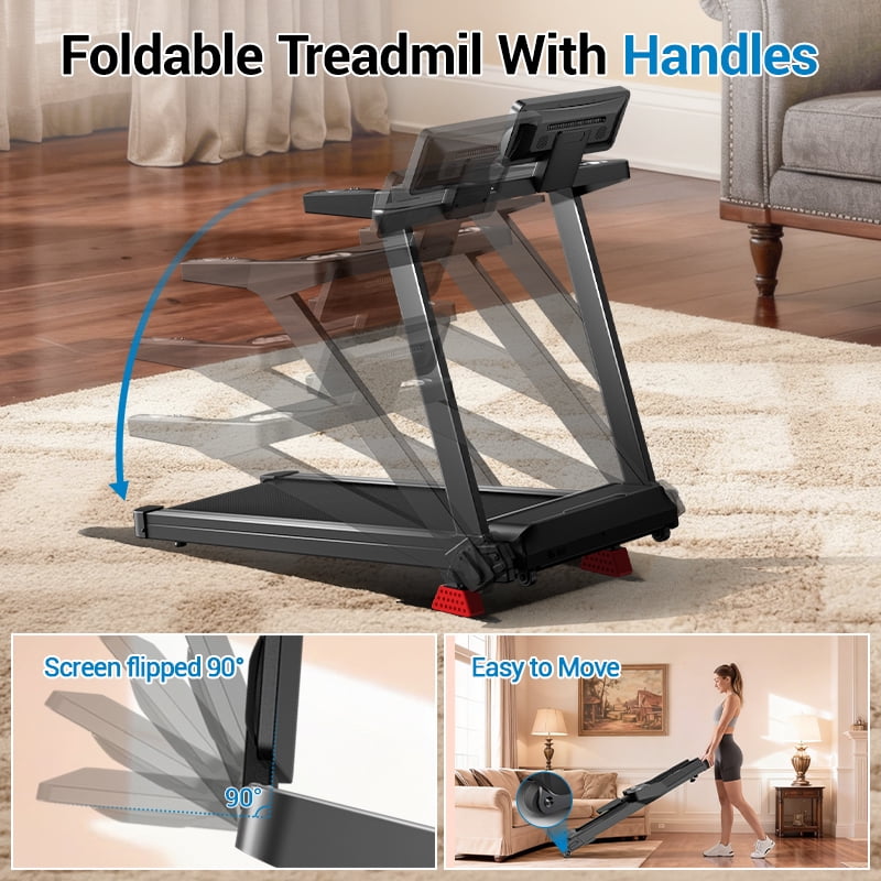 CURSOR FITNESS 18% Incline Folding Treadmill, 3.5HP Motor, 400 lbs Capacity – Quiet Home Treadmill