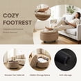 thumbnail image 3 of COLAMY Fabric Round Storage Ottoman, Multi-Functional Footrest and Coffee Table with Reversible Tray Lid, Camel, 3 of 9