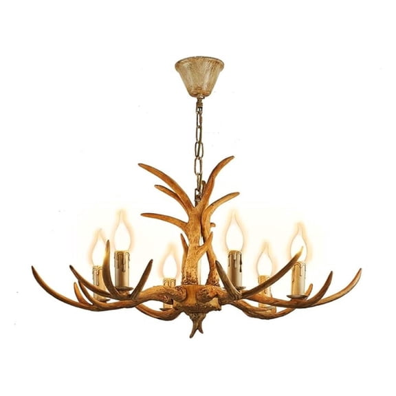 6 Lights Antler Chandelier Light, Vintage Antler Chandelier,Rustic Farmhouse Chandelier Light Deer Horn Pendent Light Fixture for Living Room Dining Room Bedroom Christmas,Without Bulb