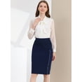 thumbnail image 3 of INSPIRE CHIC Jupe Droite Extensible en Dentelle sous le Genou Bleu m, 3 of 6