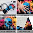 thumbnail image 6 of 1pc Three Colored Skulls Absorbent Non-Slip Bathroom Thickened Flannel Rug Decor,Soft,Quick Drying,Suitable For Indoor/outdoor Use,Bathrooms,Bedrooms,Kitchens,Terrace,Laundry Rooms,16"x24", 6 of 9