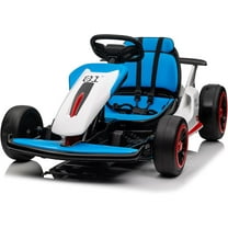Lumiparty Go Kart for Kids, 24V Drift Kart with 200W*2  Powerful Motor, 7AH Big Battery, 8.1MPH High Speed, Electric Pedals, Music, Horn, Electric Go Kart Outdoor Race Toy, Blue