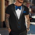 thumbnail image 2 of UVEASISHA Funny Shirts for Men 3D Tuxedo Print Short Sleeve Graphic Tees Regular Fit Casual Crewneck Pullover Valentines Day Party T-Shirts Blue XXL, 2 of 8