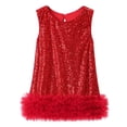thumbnail image 1 of Splozh Robes de Princesse Robe Fille Ligne A Scintillante Sans Manches Robe de Mariée Robes de Fête pour Filles Rouge, 2-3 Ans, 1 of 6