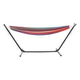 thumbnail image 5 of Fogcroll Double Hammock Standing Hammocks and Portable Carrying Bag with Space Saving Steel Stand Included 2 Person Heavy Duty Outside Garden Yard Outdoor 440lb Capacity 2 People Striped Print, 5 of 12