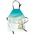 thumbnail image 1 of Polar Bear Apron, Northern Landscape Arctic Polar Bears on Snow Ice Family Animal, Unisex Kitchen Bib with Adjustable Neck for Cooking Gardening, Adult Size, Turquoise White Cream, by Ambesonne, 1 of 4