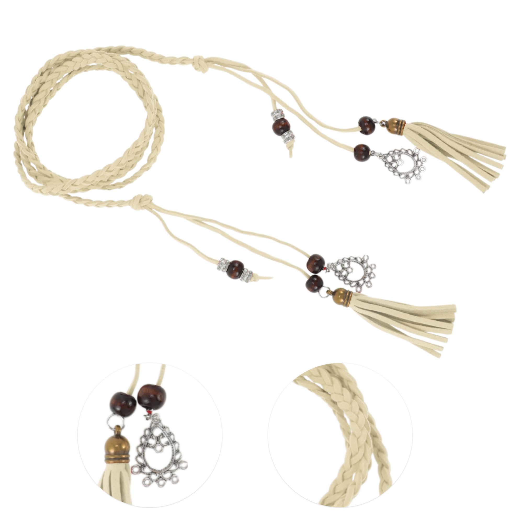 Unique Bargains Ancient Style Tassel Adjustable Waist Belt Khaki