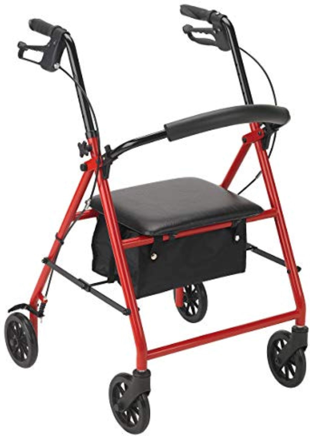 3 Pack Drive Medical Rollator, Red Adjustable Height Steel 1 ea