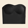 thumbnail image 3 of Women's Strapless Longline Bandeau Bra, Seamless Padded Body Fitting Casual Underwear Bralette Black Lady Cute Bras Push Up L, 3 of 7