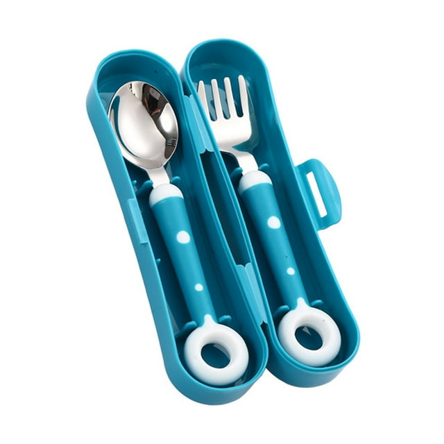 Shisuyan Baby Utensils Spoon Fork Stainless Steel 1 Set for Children 6.0x1.3x0.8in