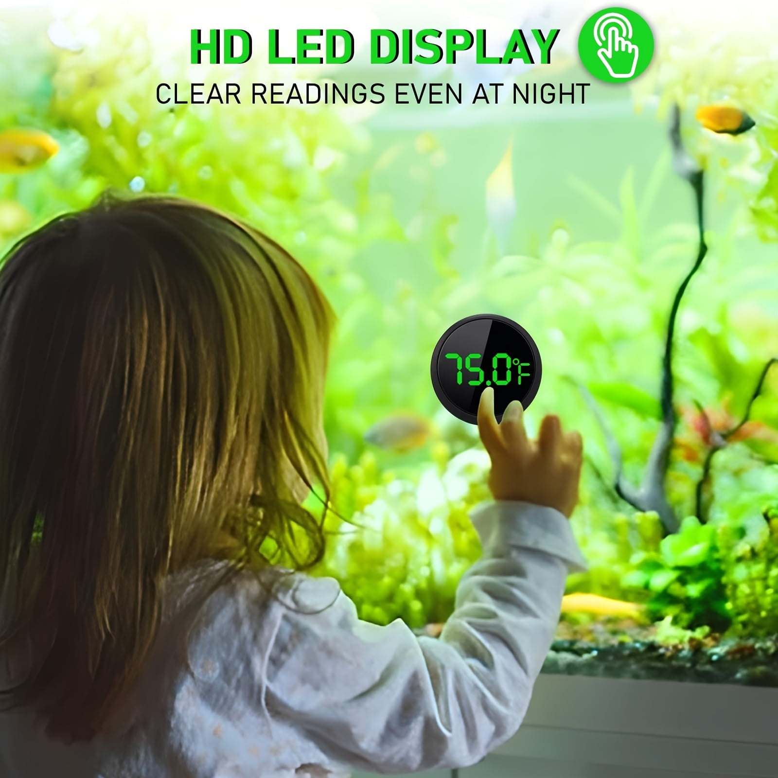 Fish Tank Digital Thermometer, YITUMU Accurate LED Display to ±0.9°F Tank Thermometer Aquarium Temperature Measurement Suitable for Fish, Axolotl, Turtle or Aquatic