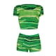 thumbnail image 5 of SAYOO Blusa de manga corta impresa a rayas y shorts ajustados elásticos SAYOO moda, 5 of 8