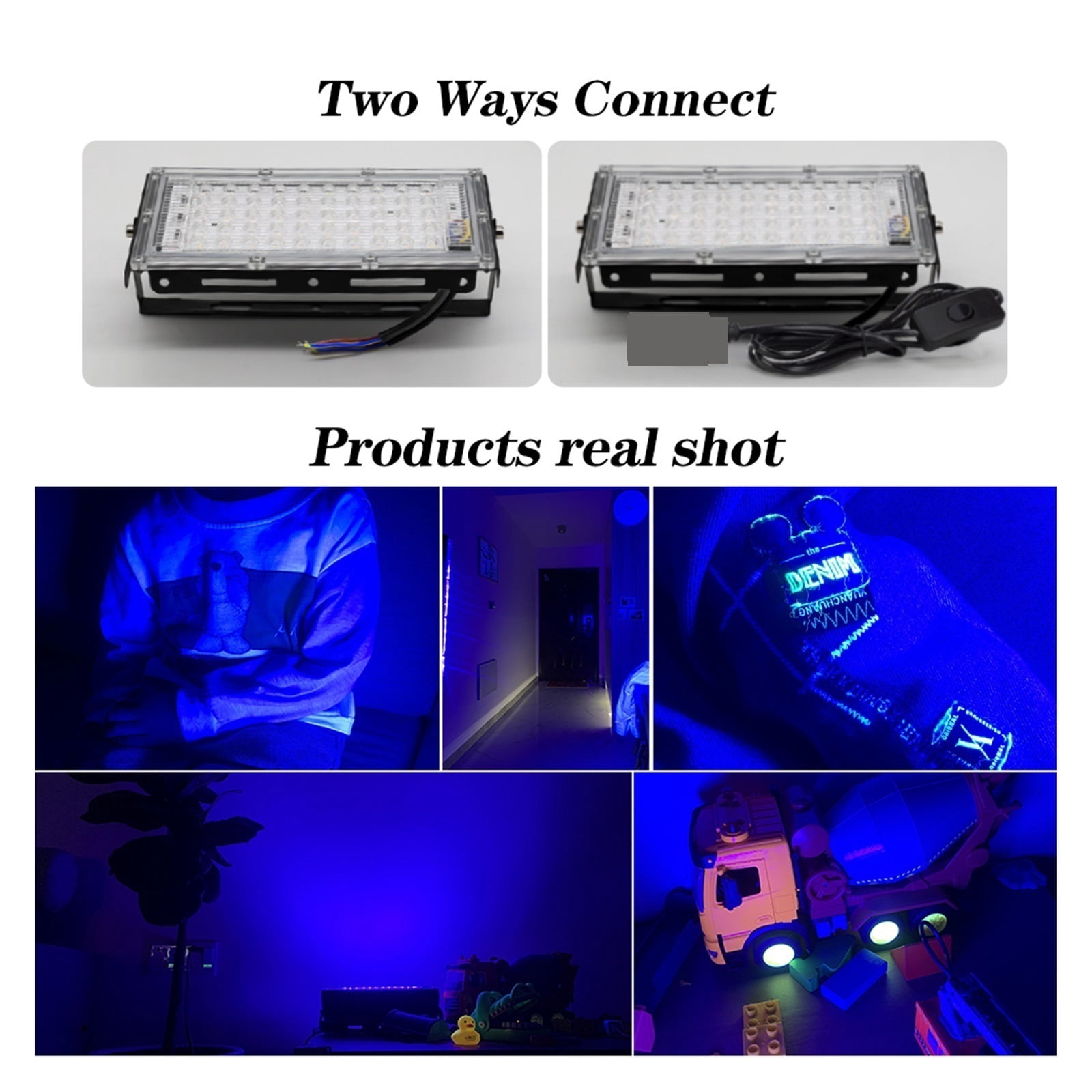 50W 100W UV LED Flood Light Indoor Outdoor Floodlight 395nm 400nm Ultraviolet Fluorescent Stage Lamp Party Spotlight - Wide Angle Beam