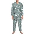 thumbnail image 3 of Susaid cartoon geese Print Pajamas Set Mens Pajamas Long Sleeve Loungewear Two-Piece Sleepwear Button-Down Pjs Set,2PJSXX-Large, 3 of 7