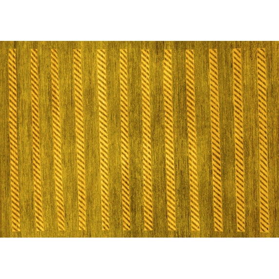 Ahgly Company Machine Washable Indoor Rectangle Abstract Yellow Modern Area Rugs, 6' x 9'
