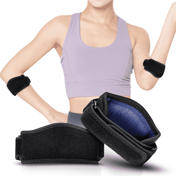 2PACK Tennis Elbow Brace, Unisex Design for Tendonitis Relief, Adjustable Fit for Men & Women, Black, Ideal for Tennis, Golf & Daily Use