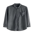 thumbnail image 2 of Men‘s Spring Autumn Cual Shirts Solid Color Long Sleeve Lapel Tops Button Shirts for Party, 2 of 4