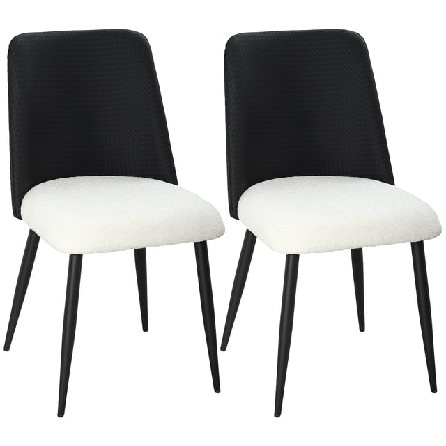 HOMCOM Dining Chairs Set of 2 Upholstered for Dining Room, Kitchen, Black