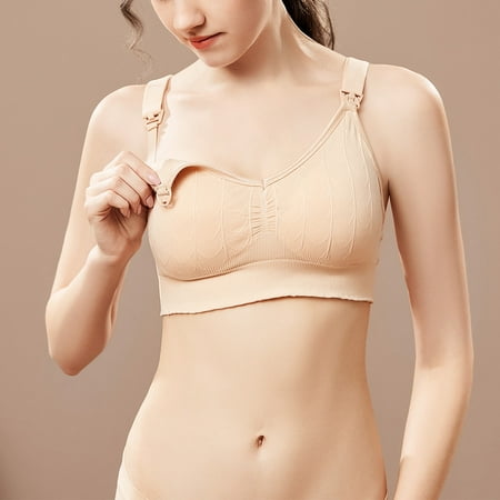 Nexjvus Nursing Bras Wirefree Front Open Front Open Button Breathable Comfortable Bra Size M-XXL