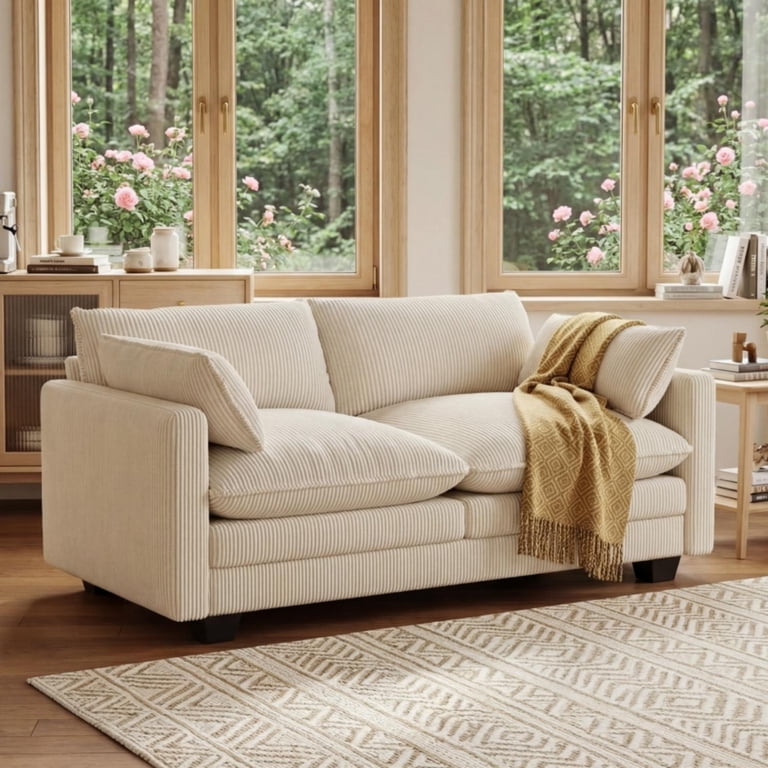 Noelse 70" Cloud Loveseat, Beige Corduroy photo 5