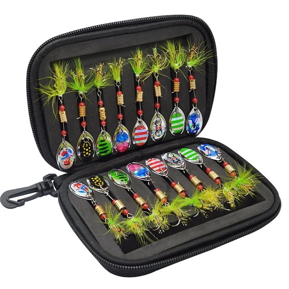 Fishing Lures Spinner Baits Kit 16pcs Carbon Steel Metal Trout Lures With Treble Hooks Rooster Tail Freshwater Saltwater Spinnerbait Spoon (Multicolor)