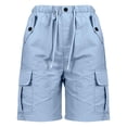 thumbnail image 6 of Grblisyd Girls Cargo Shorts Drawstring High Waisted Wide Leg Solid Color Bermuda Short Casual Hiking Pants with Pockets Kids, 6 of 6