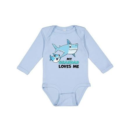 

Inktastic My Grandad Loves Me with Cute Sharks Gift Baby Boy or Baby Girl Long Sleeve Bodysuit