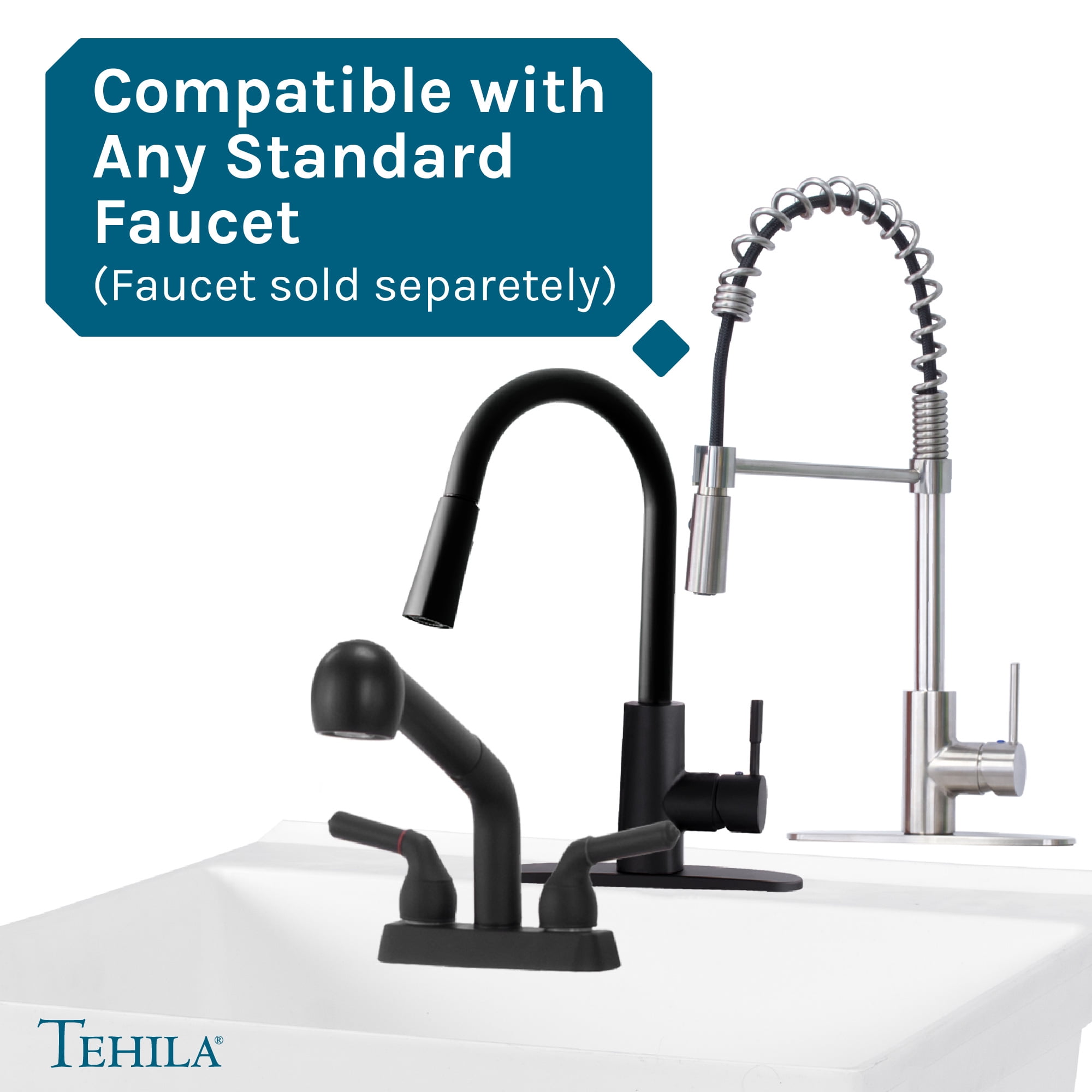 Tehila Wall Mounted Laundry Faucet Utility Sink with Drain Assembly Kit