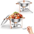 thumbnail image 1 of Ourlova Réchaud de Buffet en Acier Inoxydable 201 Rose Doré 5 L, Ensemble de 2, avec Support de Carburant à Cadre Détachable, 1 of 9
