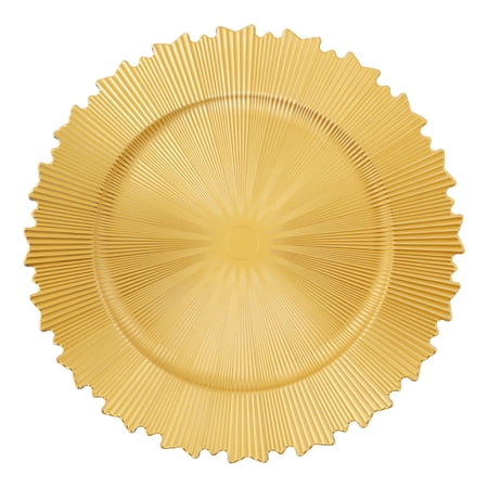 50Pcs Gold Charger Plates, 13 inch Fluted Edge Chargers for Dinner Plates, Decorative Dinner Embossed Set, Reusable Serving Plate Set for Parties, Holidays, Weddings, Banquets, Hotels