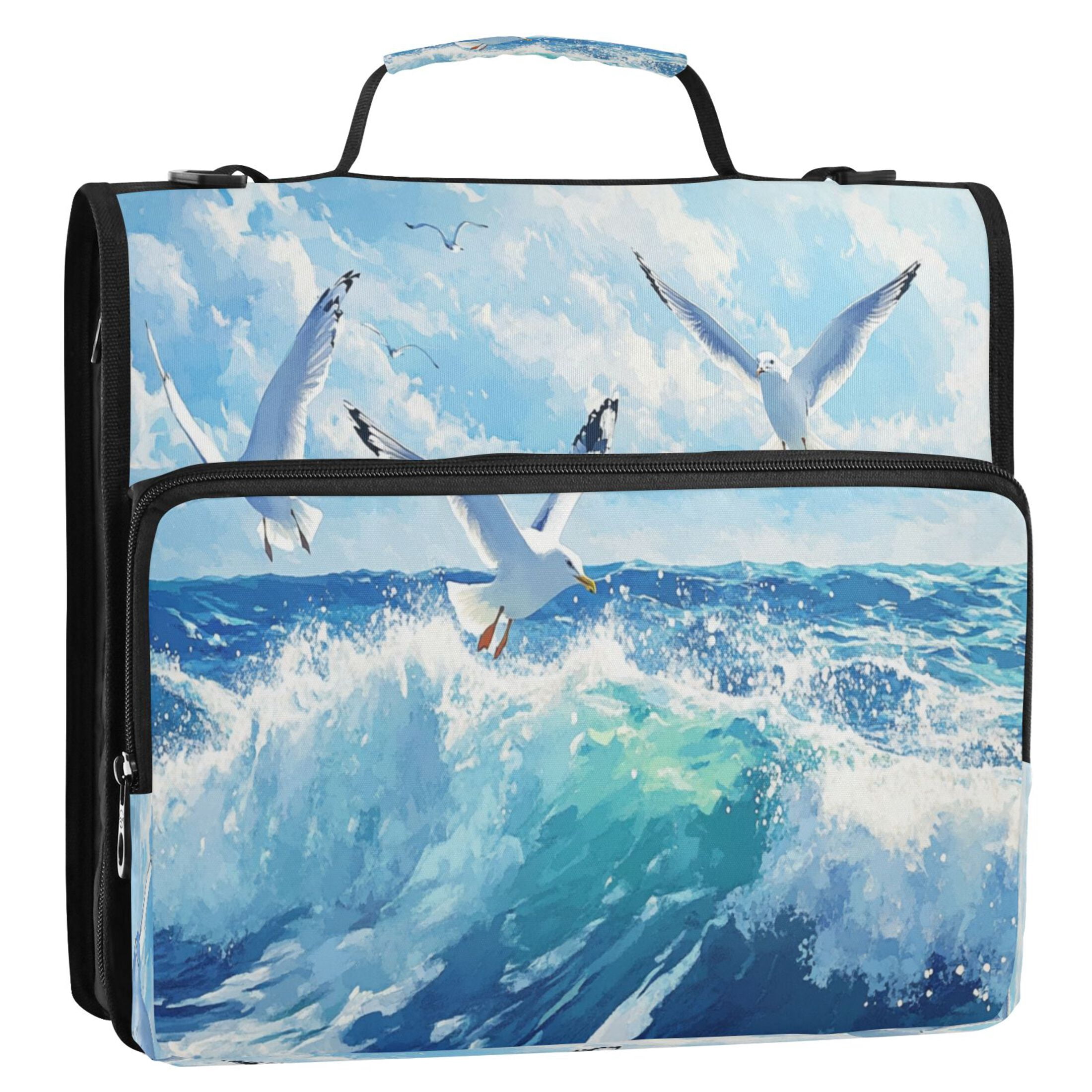 YAZAOO Zipper Binder trapper keeper Documents Organized Design Seagull over Ocean Printed