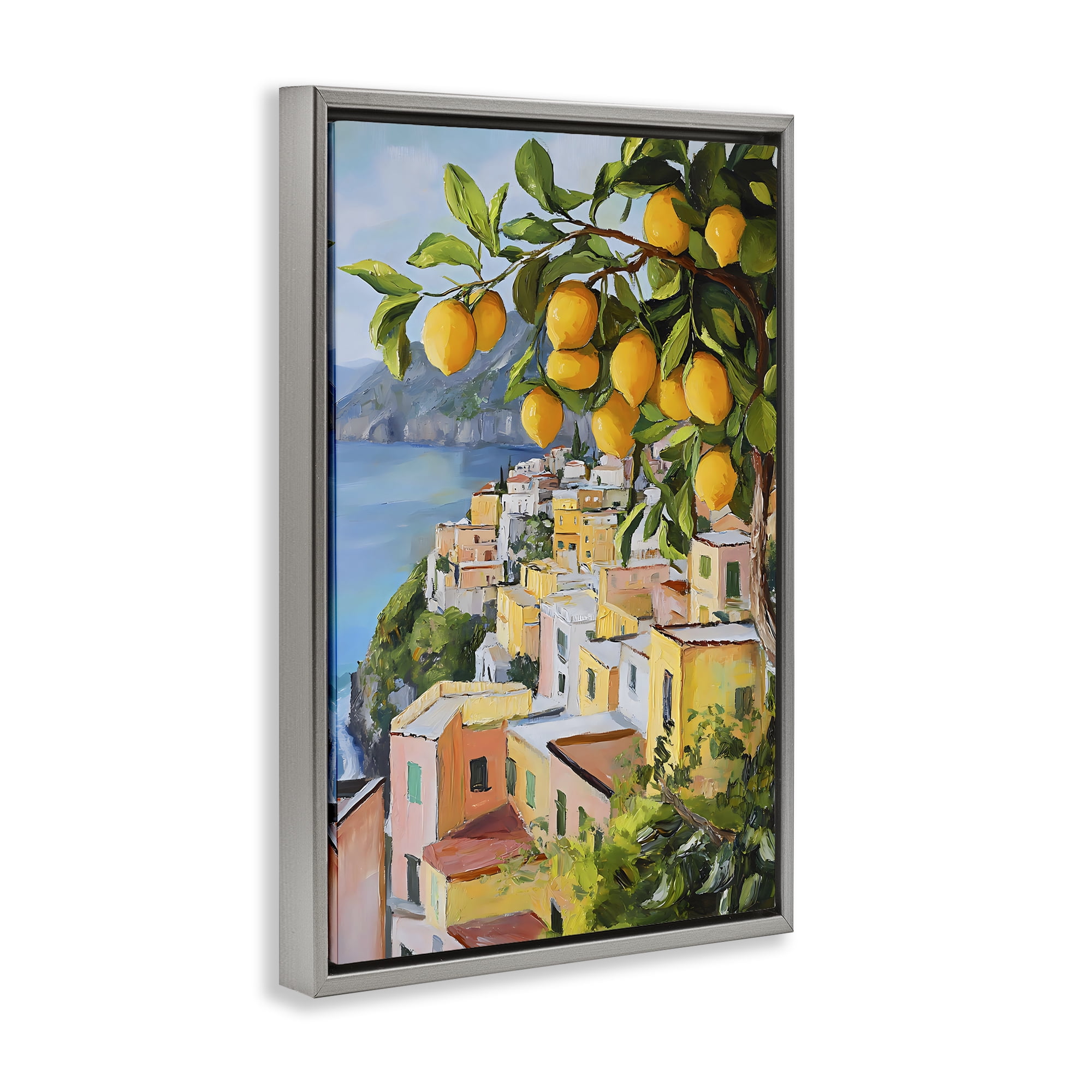 Stupell Industries Mediterranean Lemon Tree Scenery Gray Framed Floater Canvas Wall Art, design by Creative Studio