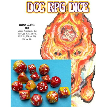 En Oferta Dcc Rpg Dice Set Elemental Dice: Fire - 14 Piece Themed Dice Set Roleplaying Game Accessory Dungeon Crawl Classics