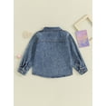 thumbnail image 3 of KelaJuan Toddler Denim Jacket Solid Color Long Sleeve Button Cardigan Winter Coat for Infant Baby Spring Fall Outwear, 3 of 6