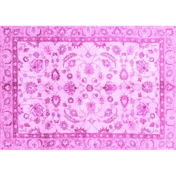 Ahgly Company Indoor Rectangle Oriental Purple Traditional Area Rugs, 5' x 7'